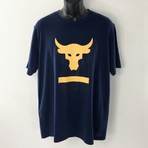Under Armour Project Rock Tee Blue Above The Bar Brahma Bull Short Sleeve Sz L